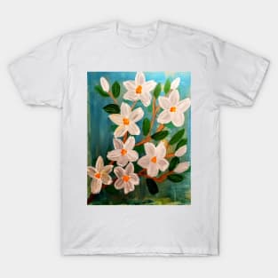 abstract flowers painted with Iridescent paint T-Shirt